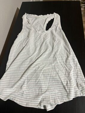 lululemon athletica White Tank Top with Thin Green Stripes